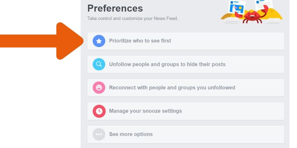 prioritize your Facebook news feed