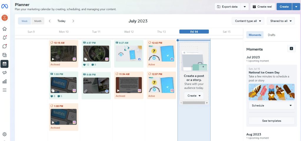 meta business planner to schedule Facebook posts