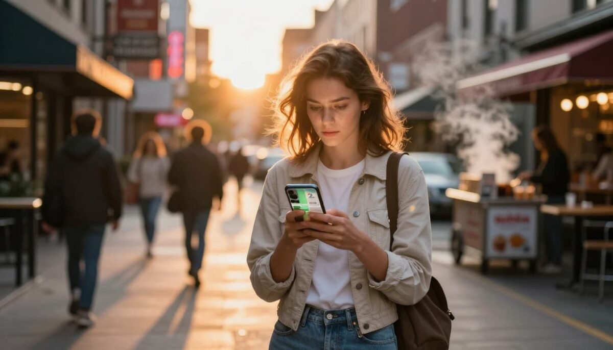 young woman looking up someone online