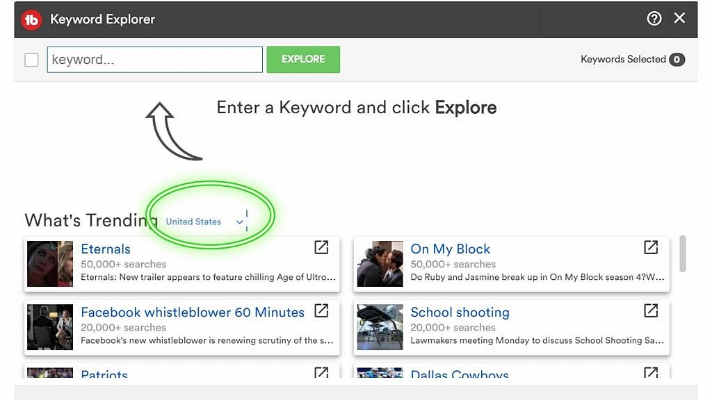 TubeBuddy Keyword Explorer tool