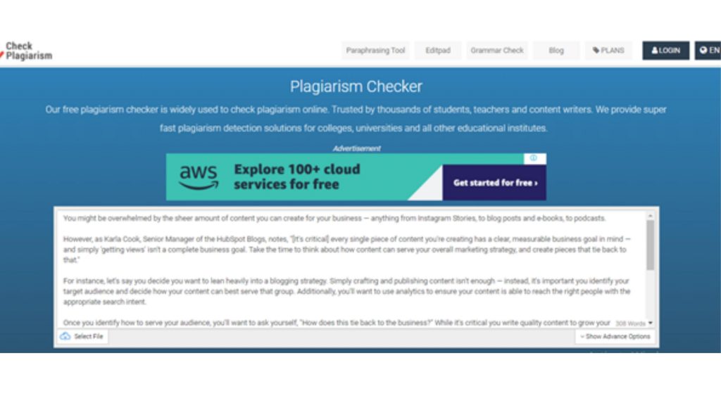 plagiarism checker