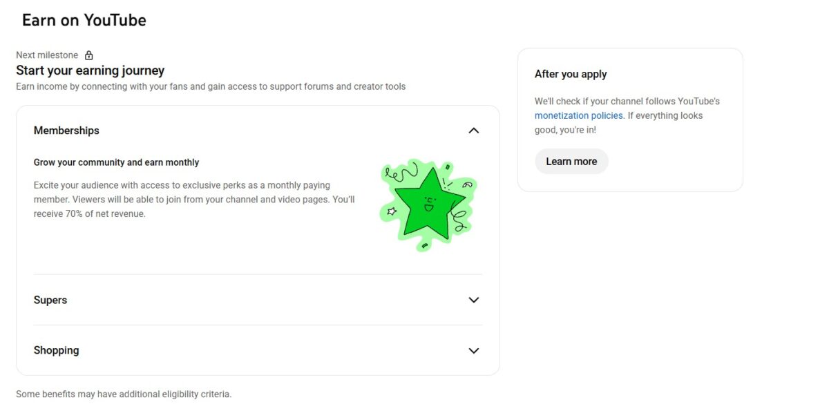 Requirements for earning money on YouTube