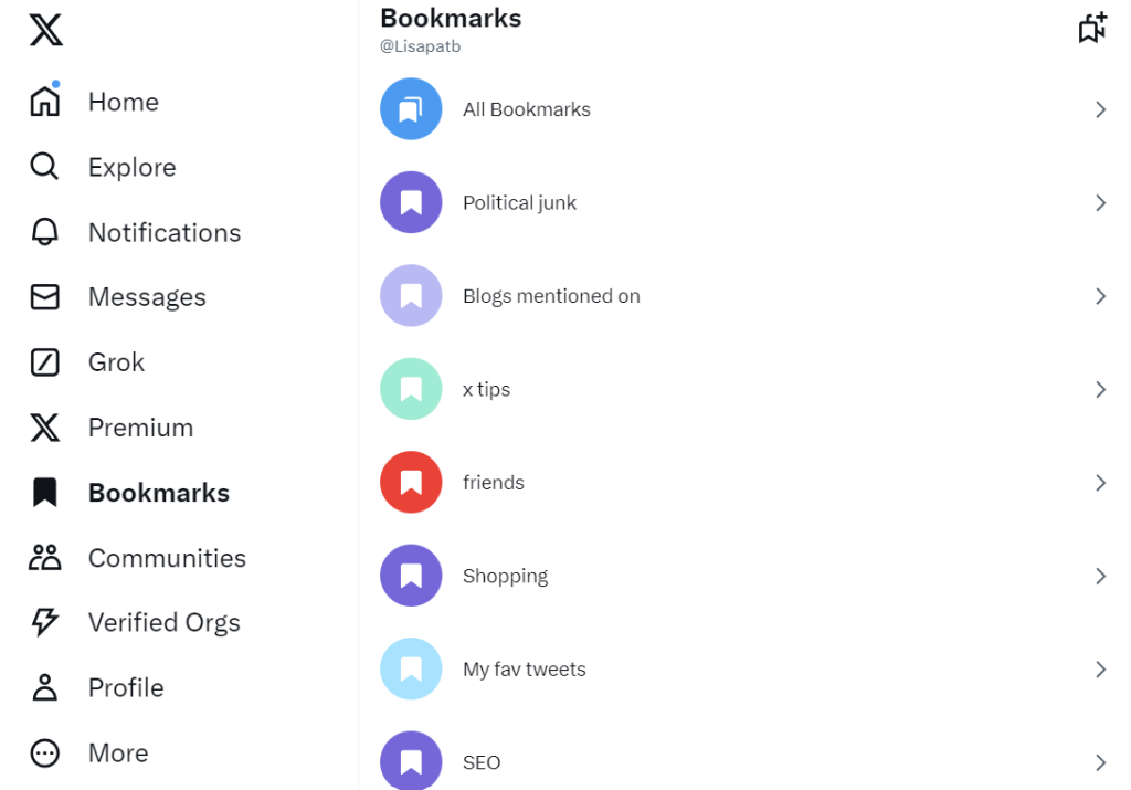 example of bookmark list 