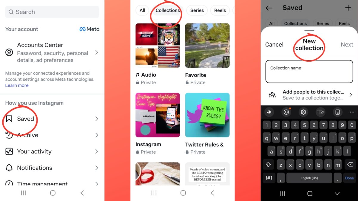 example of instagram collections Step-by-step example of creating a new Instagram Collection in the Saved folder