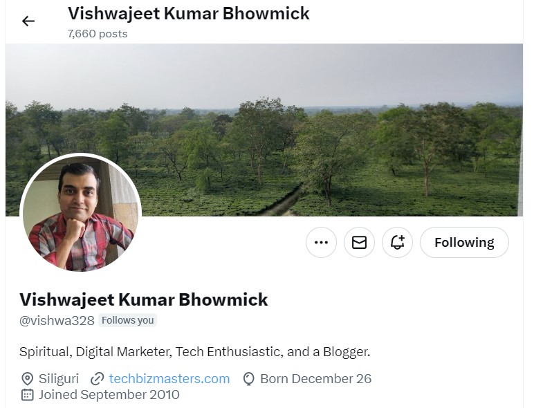 vishwajeet twitter bio