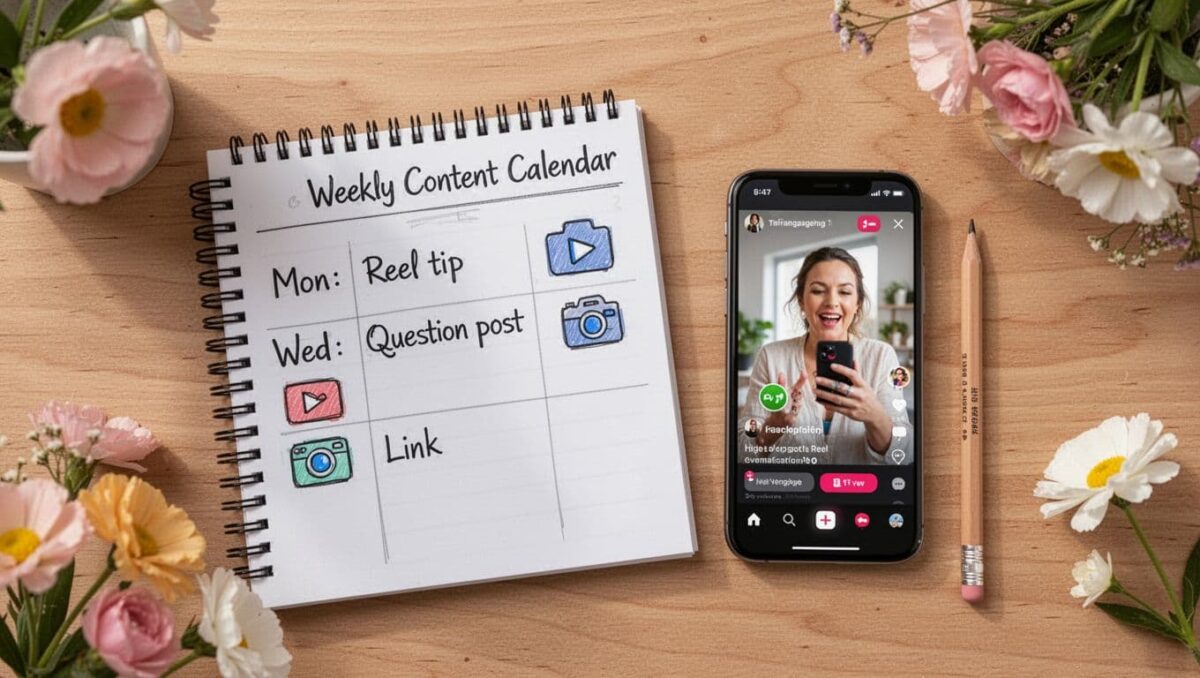 example of weekly content calender to gain Facebook page visibility