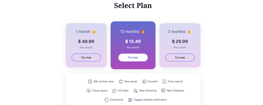 Glassagram pricing plans