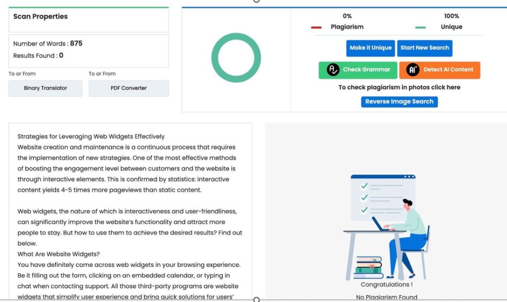 scan widget properties