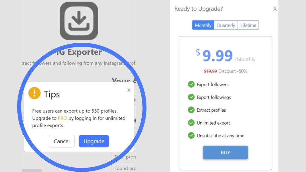 IG export follower tool