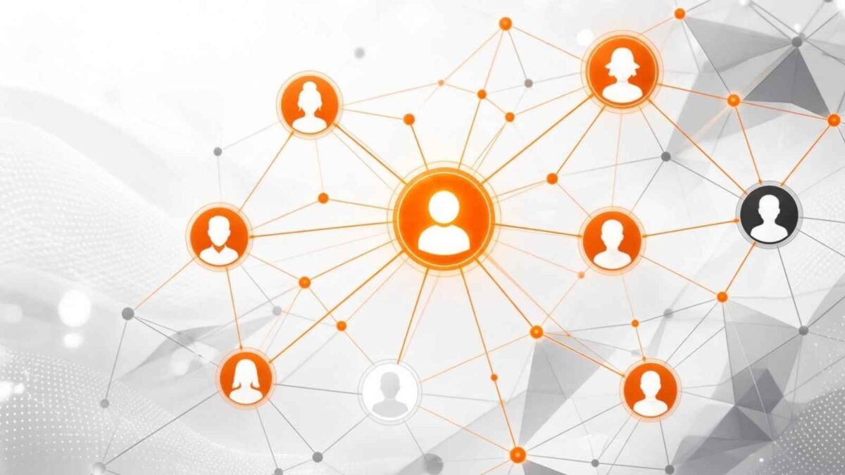 Stylized orange network graphic showing interconnected user profile icons symbolizing blogging networks and community connections Stylized orange network graphic showing interconnected user profile icons symbolizing blogging networks and community connections