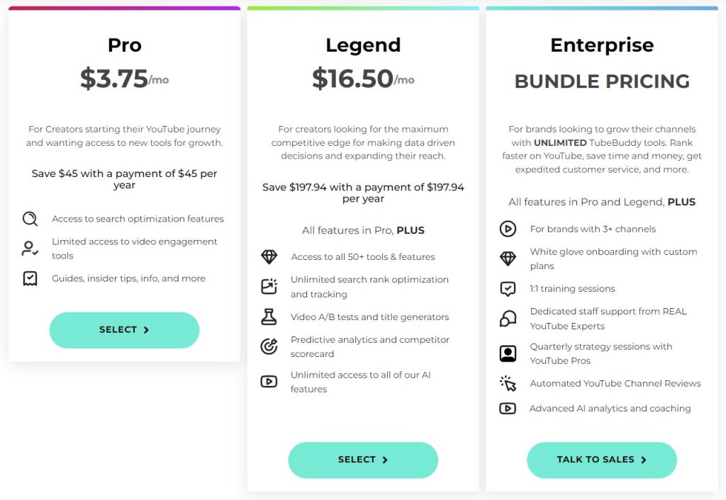 tubebuddy pricing plans 