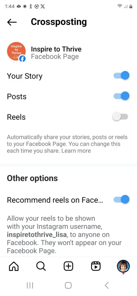 how to crosspost from ig to facebook