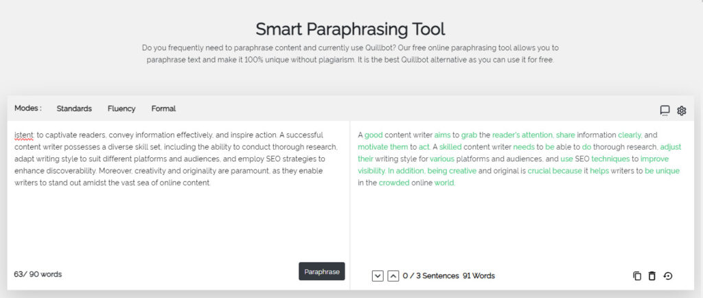 smart paragraphasing tool