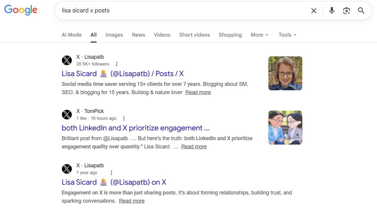 Lisa posts on X Lisapatb's posts on X on Google search