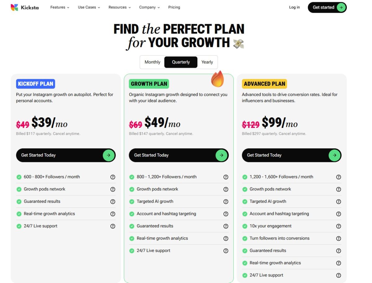 Kicksta pricing ai Instagram tool Kicksta pricing