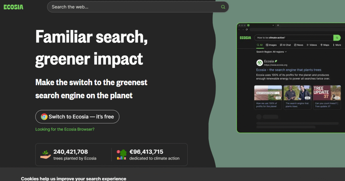 ecosia search ecosia a different type of search engine