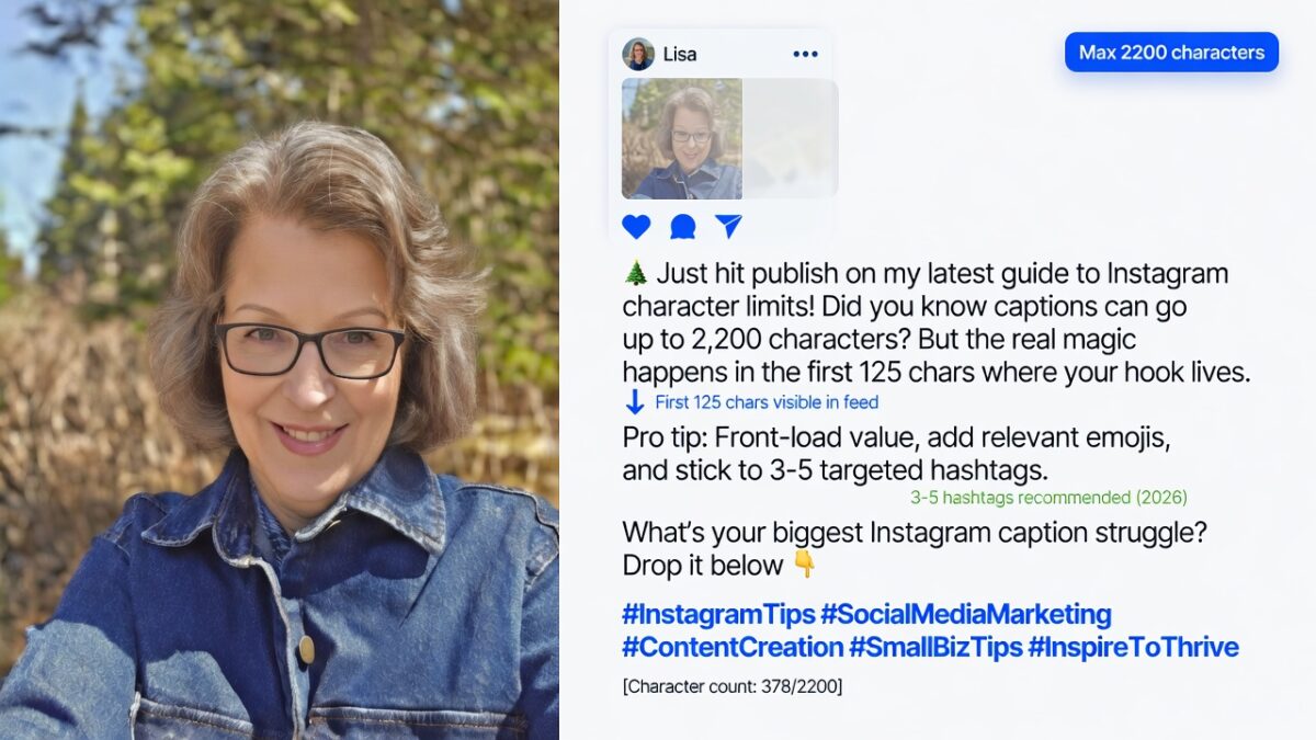 Instagram character count example by Lisa Sicard of Inspire To Thrive