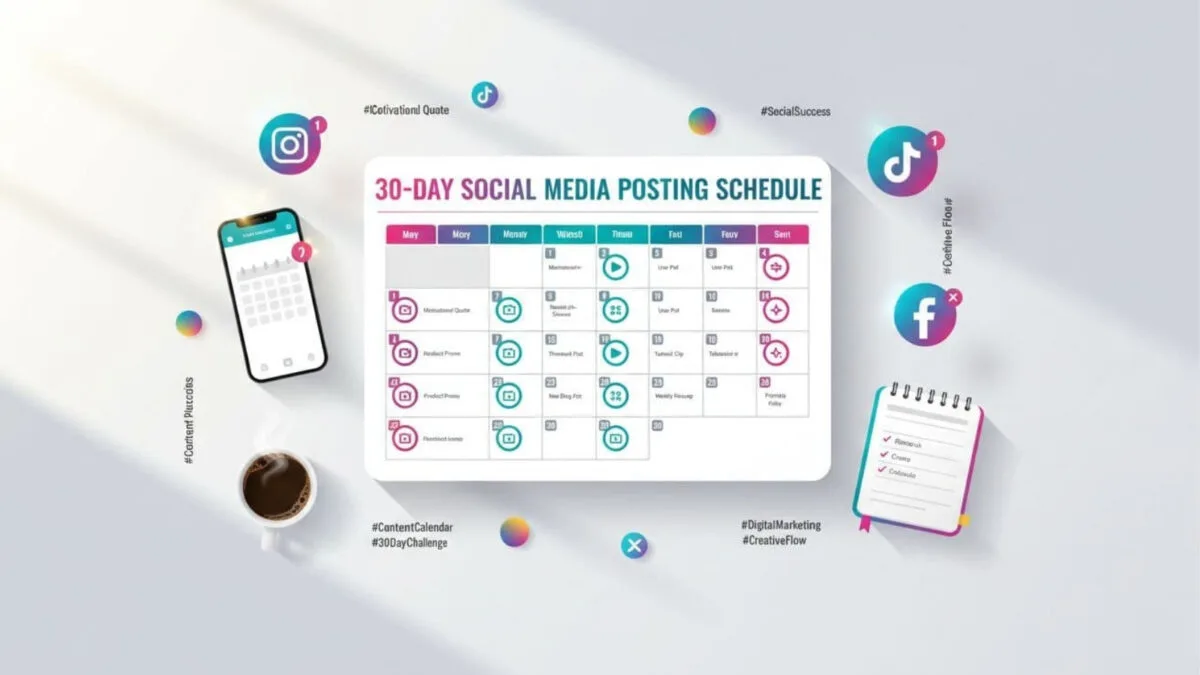 A 30-day social media posting schedule for bloggers and small business owners