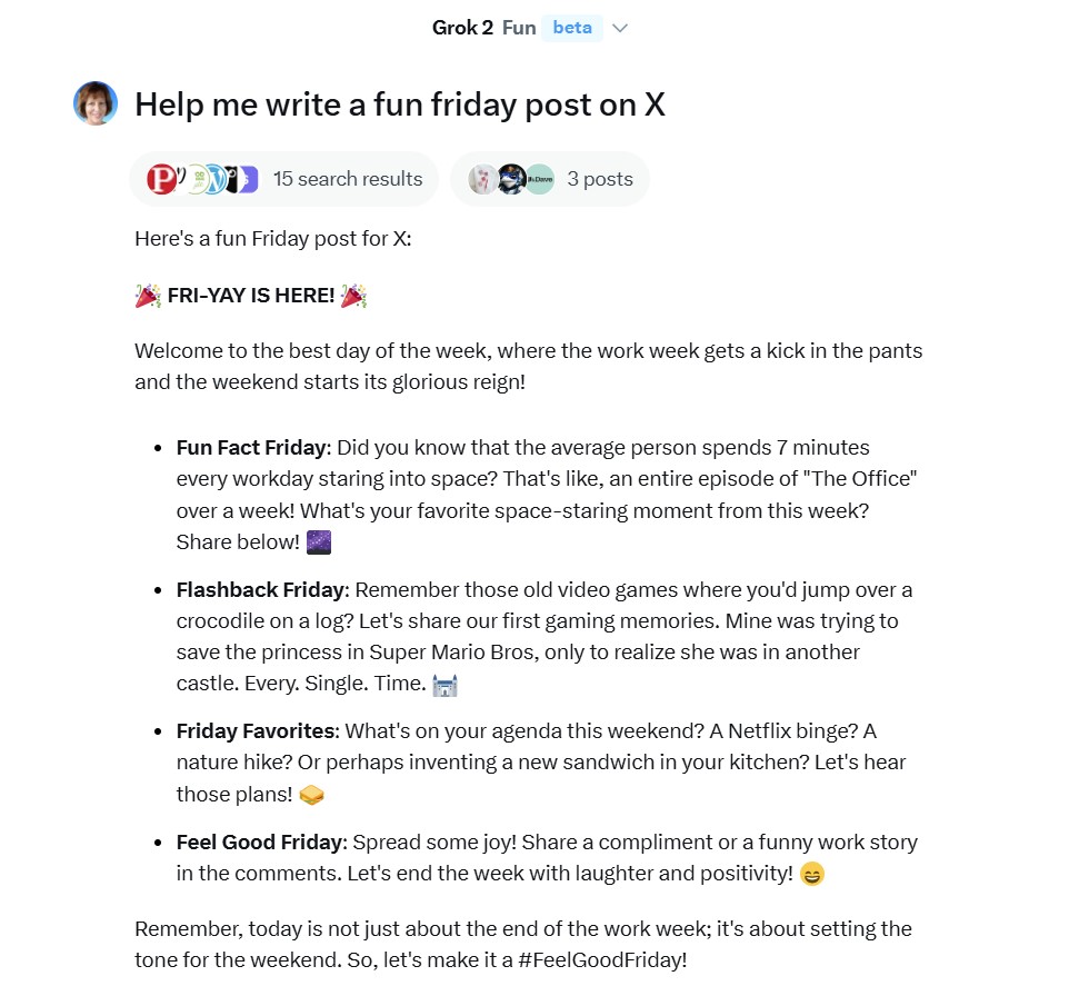 Grok ai to write posts on X