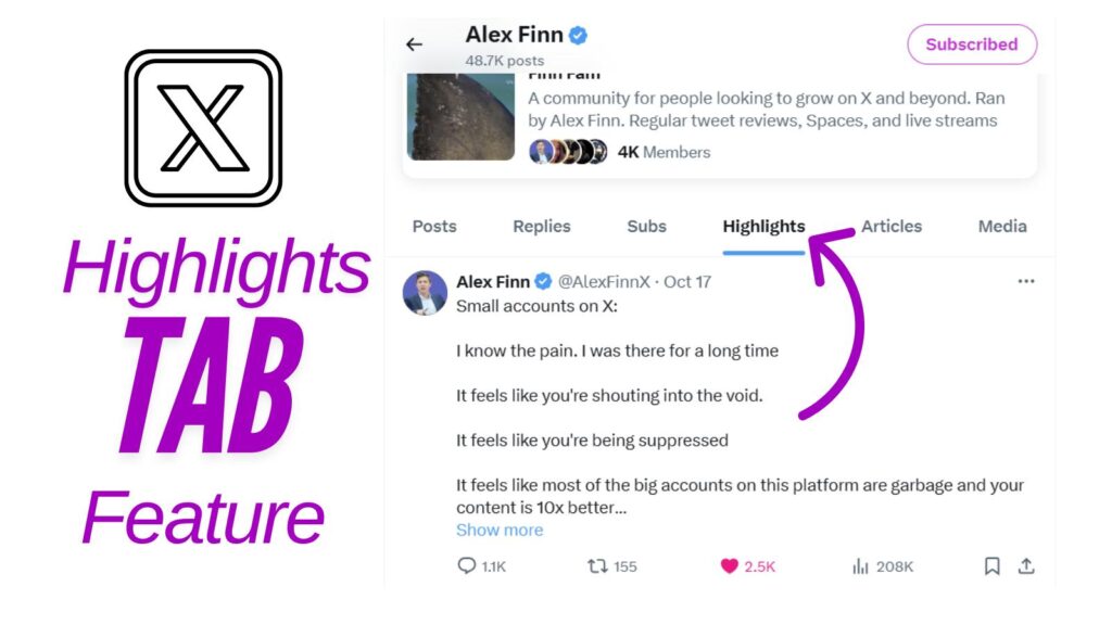 x twitter highlights tab