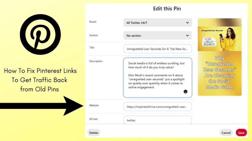 fix Pinterest links