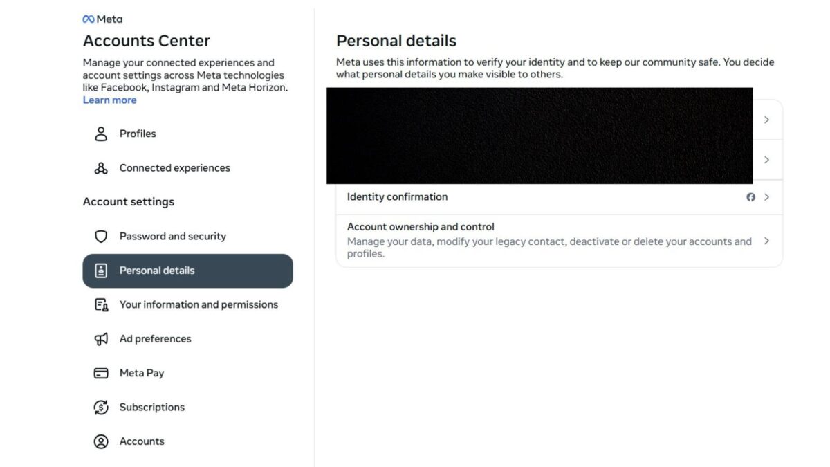 a personal details facebook personal details on desktop