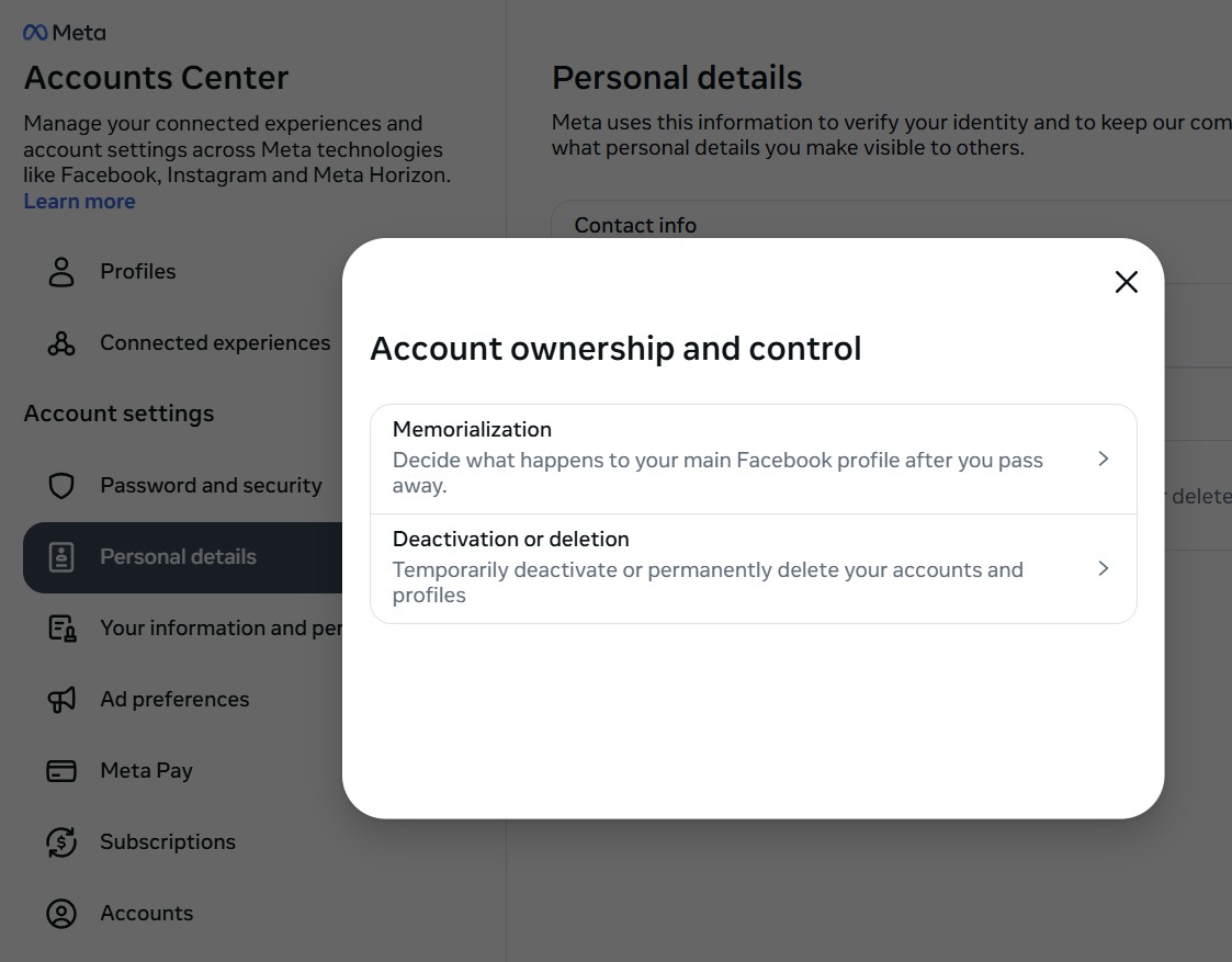 the delete button the delete button for Facebook