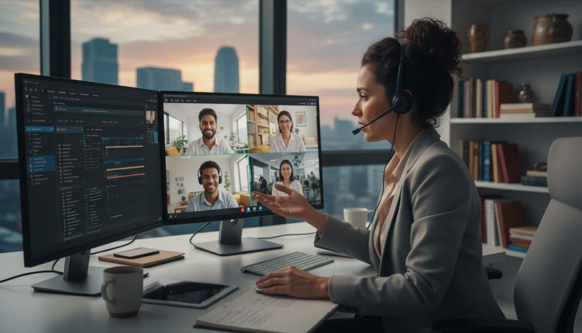 A professional person overseeing and managing their outsourced team remotely. how to manage your outsourced marketing team