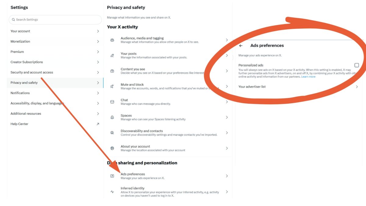how to turn off x ads for privacy, an Inspire To Thrive  screenshot