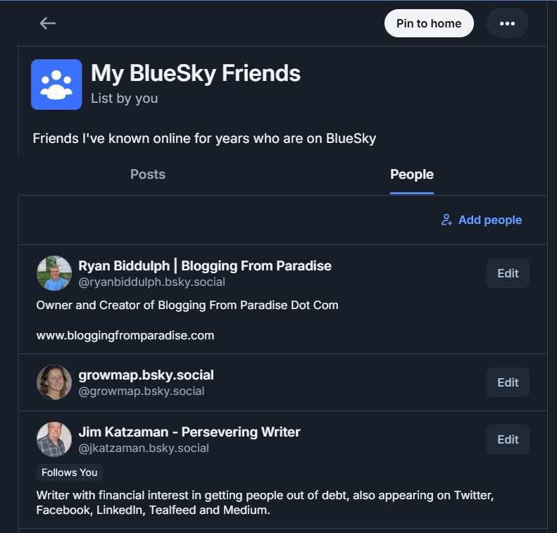 BlueSky lists similar to Twitter lists