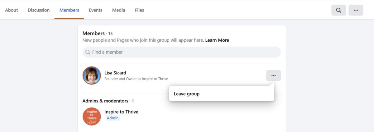 hit leave the group hit the button leave the group