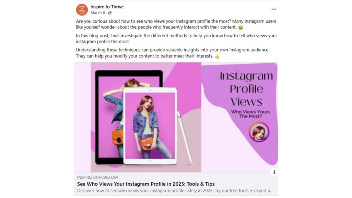 a facebook post with a link