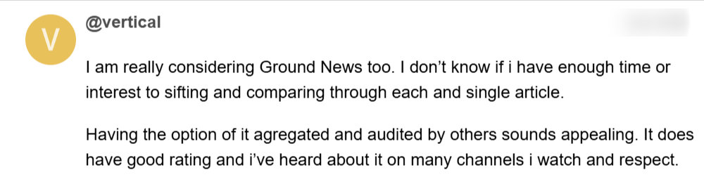Ground News has good ratings and trusted by people i trust Ground News has good ratings and trusted by people i trust