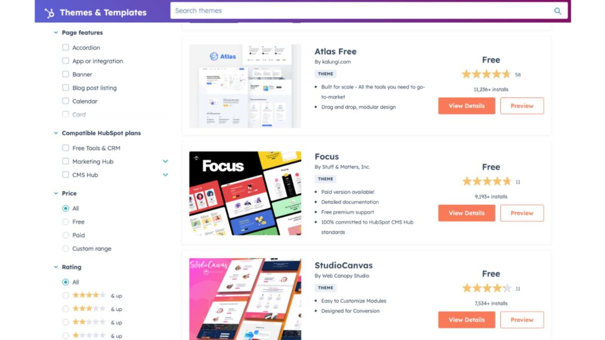 marketing hub themes