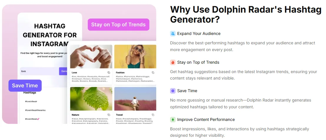 dolphin radar hashtag generator use Dolphin radar to increase your Instagram account's visibiilty