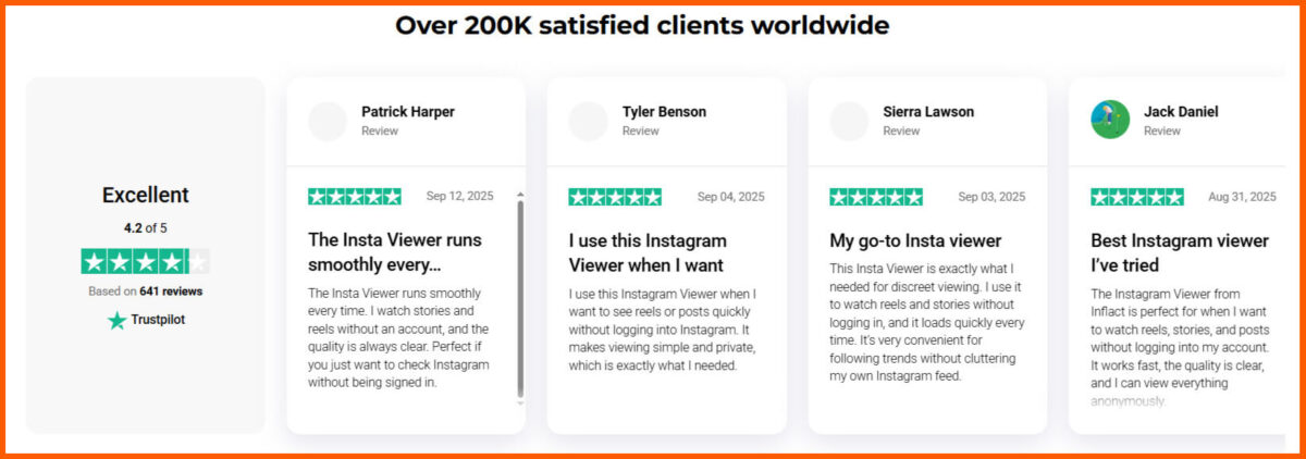 reviews of Inflact on Trust Pilot