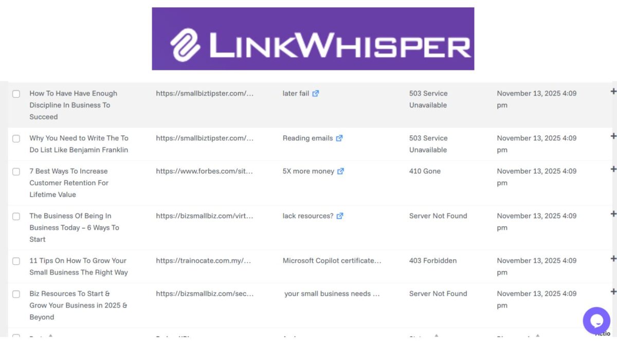 sample fixing broken links on website fast with LInk Whipser sample fixing broken links on website fast with Link Whisper