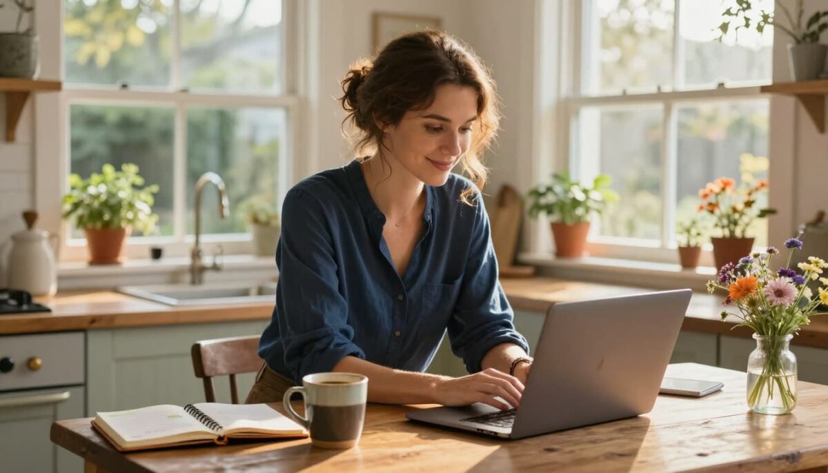 ai image prompt for woman working on a laptop