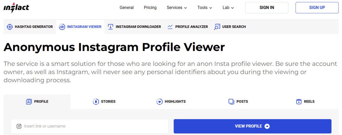 inflact private instagram account viewer