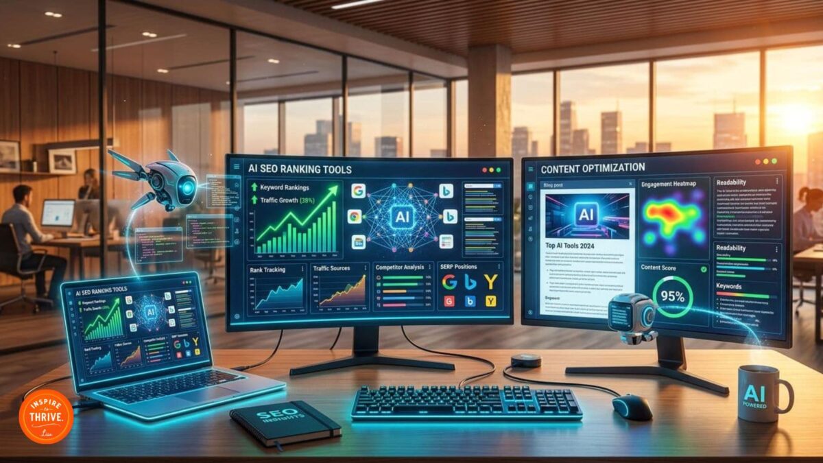 Best AI Ranking Tools for SEO Analysis or Your Blog or Website seen on the computer screens