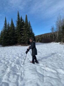Lisa snowshoeing in Maine