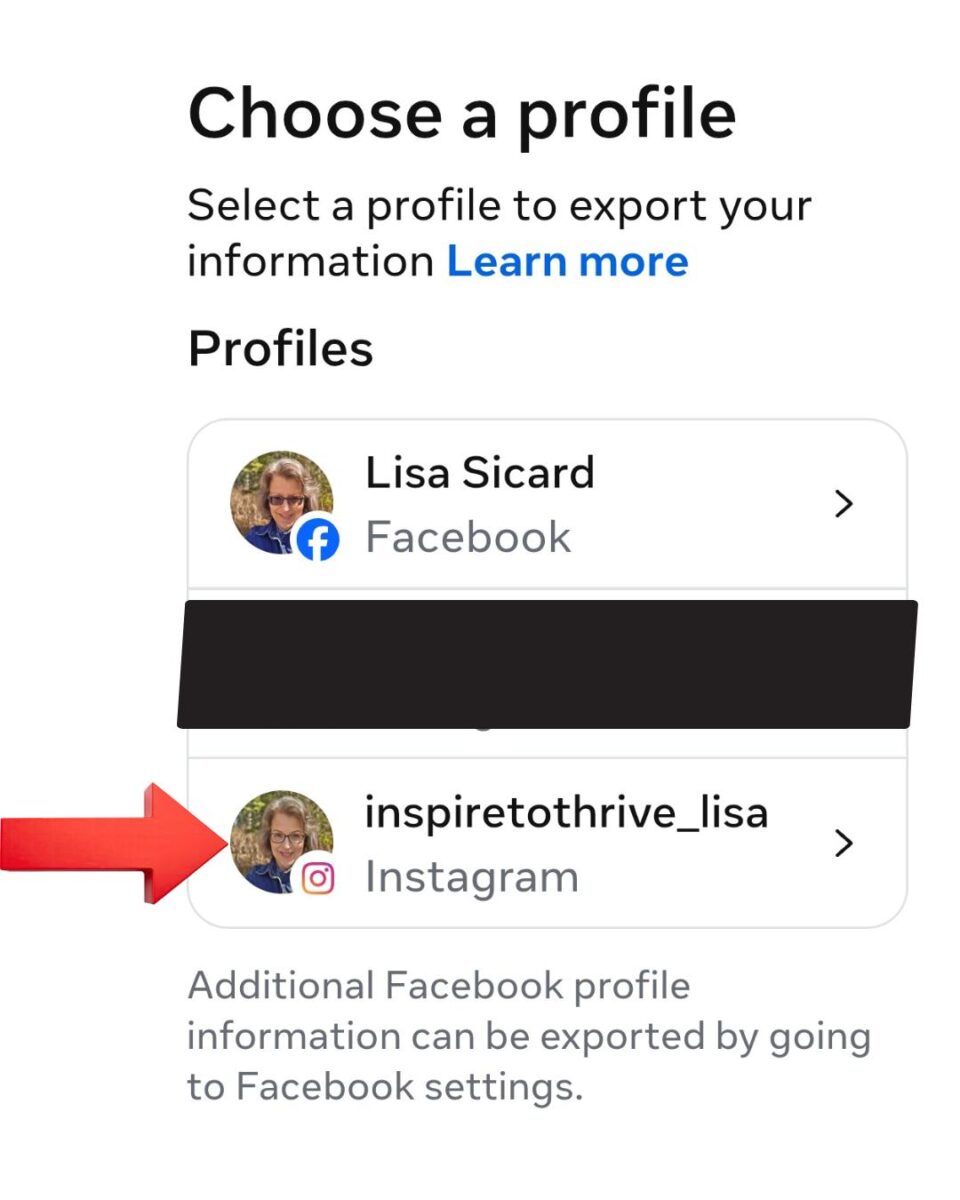 choose your profile Choose your Instagram profile