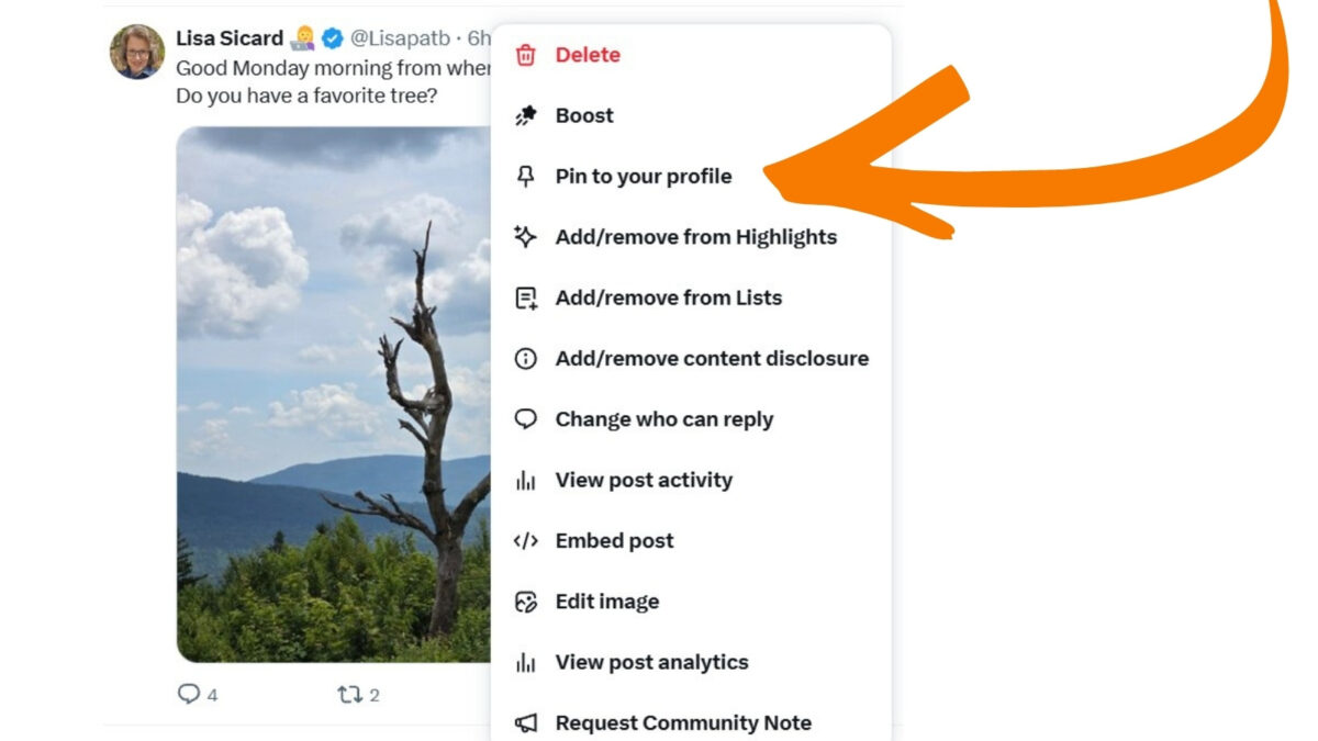 pin an x post to your profile See how to pin a post on X to your profile for added visiblity.