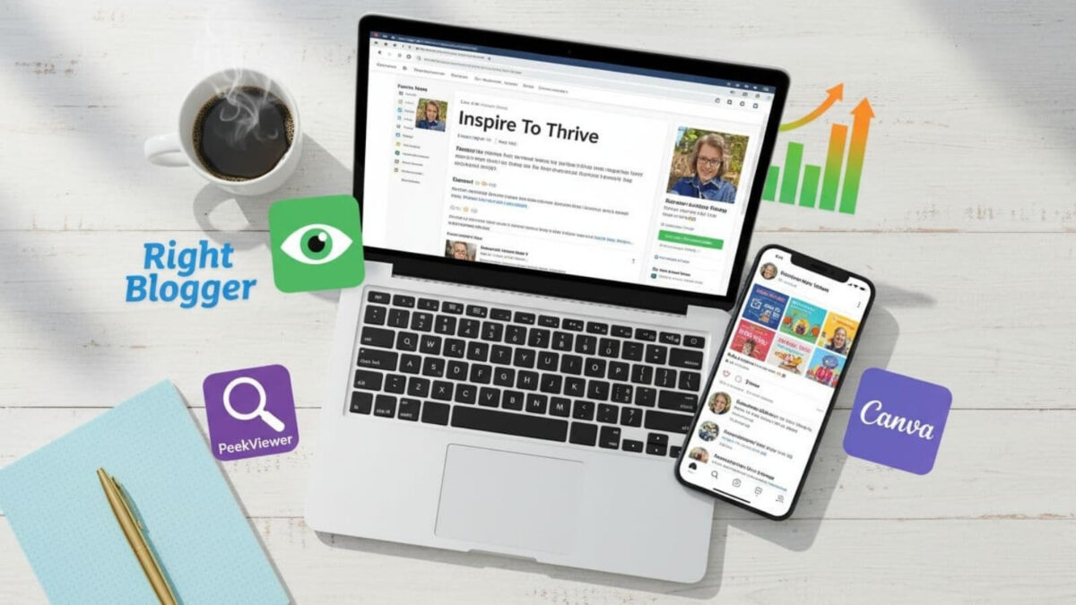 Blogging tools and resources 2026 with laptop, smartphone, and tool logos