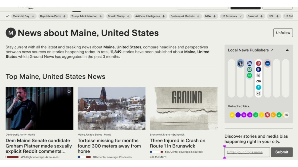 ground pro news app showing local content tailored to your location.