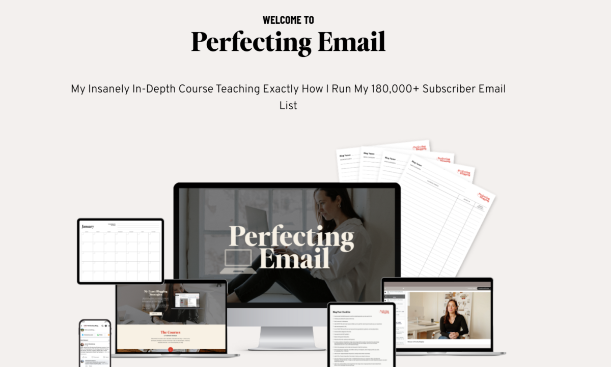 perfect email course with examples show in screenshot