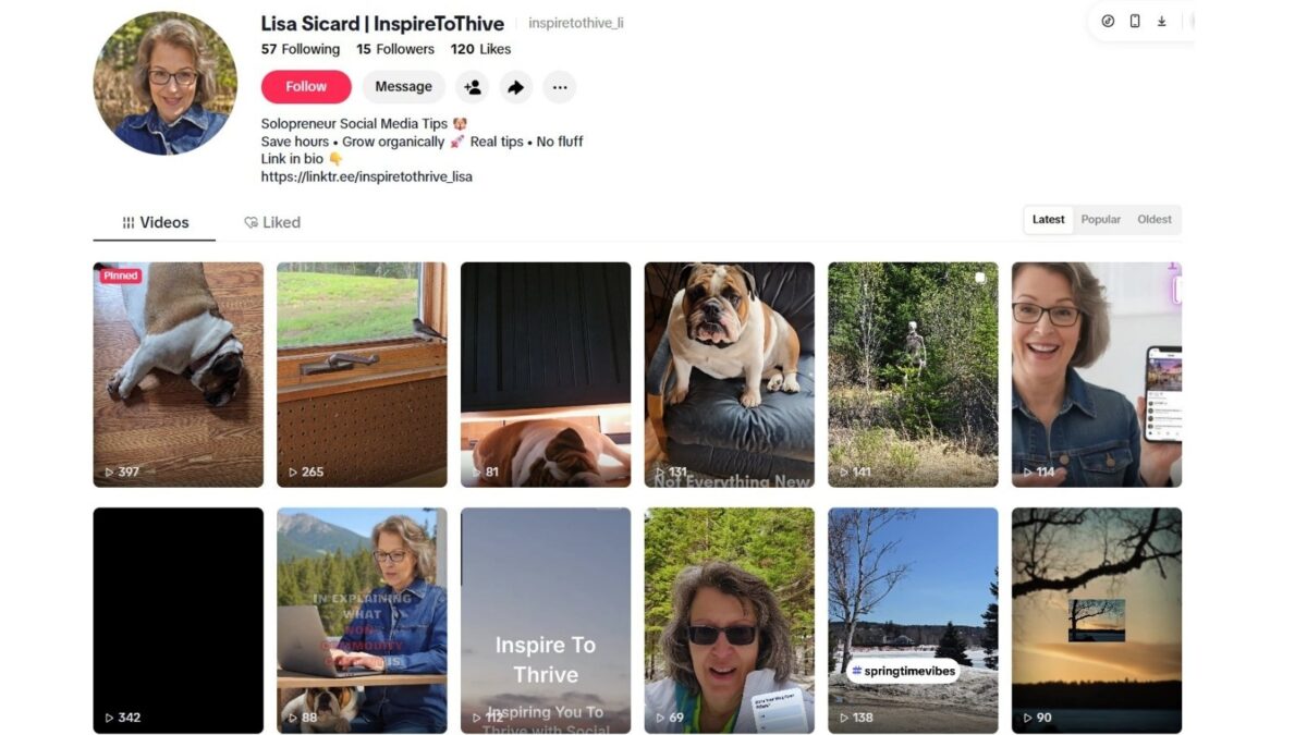 Lisa Sicard Inspire To Thrive TikTok account Lisa Sicard Inspire To Thrive TikTok account