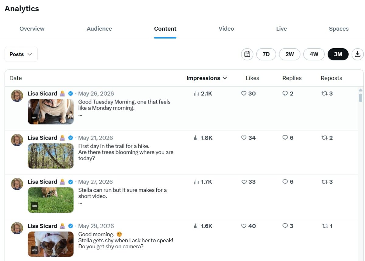 best peforming content on X