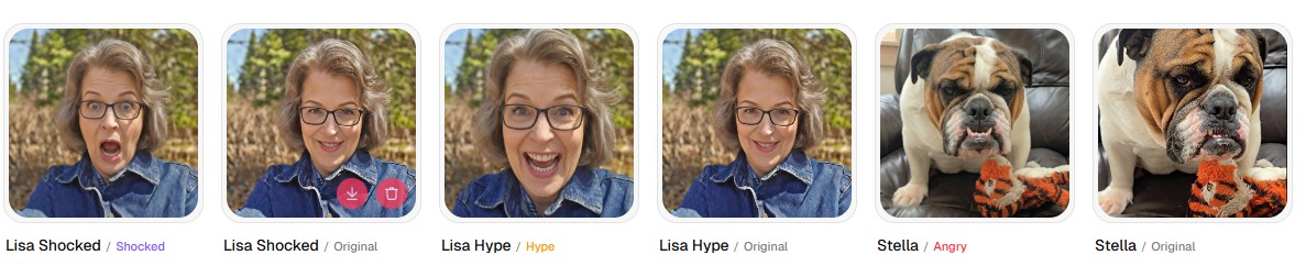 You can create various faces to show different emotions with Thumbs AI.
