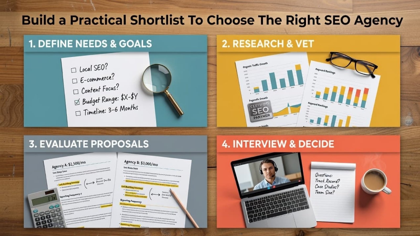 Build a practice shortlist to help you choose your SEO agency.